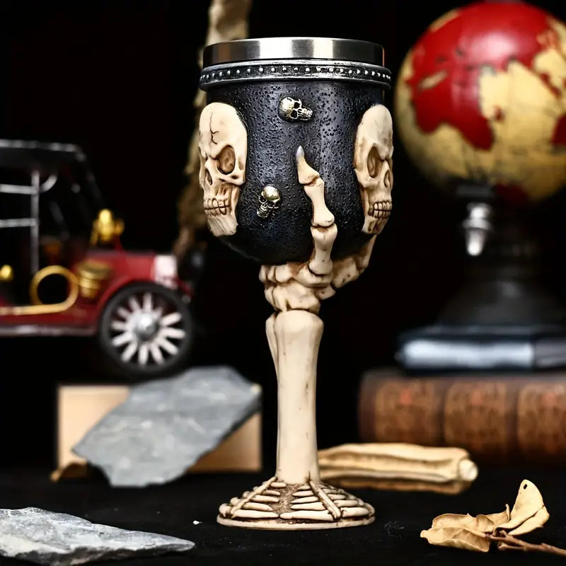 New Halloween Gift Skull Wine Glass Red Wine Glass, Skull Ghost Hand Goblet, Stainless Steel Inner Cocktail Glass, Gothic Wine Glass, Christmas Gift, Dark Style Home Decoration Wine Glass