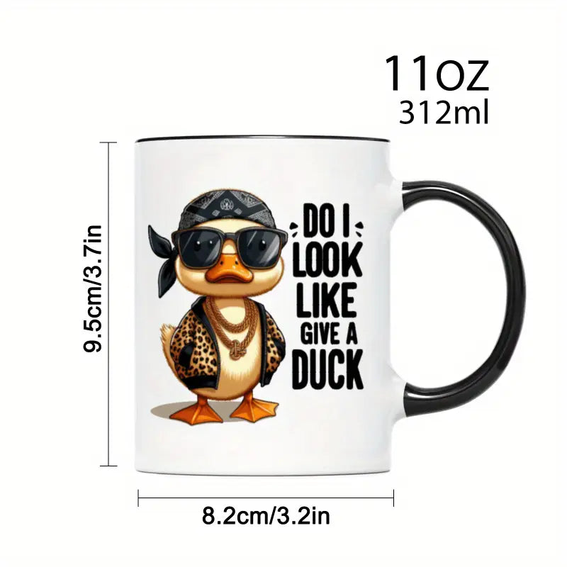 1pc Funny "Do I Look Like I Give a Duck" Mug, 11oz Ceramic Coffee Cup with Cool Duck Design, Insulated & Machine Washable, Perfect Humor Gift for Friends & Family, Ideal for Home & Office Use, Coffee Bar Accessories