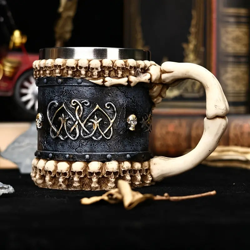 A Hell Devil Hand Mark Coffee Cup, Skeleton Claw Art Shaped Beer Cup, Stainless Steel 15.2oz, Dark Style Tavern Water Cup, Gift for Friends, Christmas