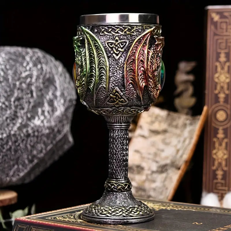 1pc, 2024 New Halloween Gift Dragon Statue Shaped Cup, Dragon Eye Tall Cup, Stainless Steel Inner Container, Dragon Eye Cup, Gothic Glass, Christmas Gift