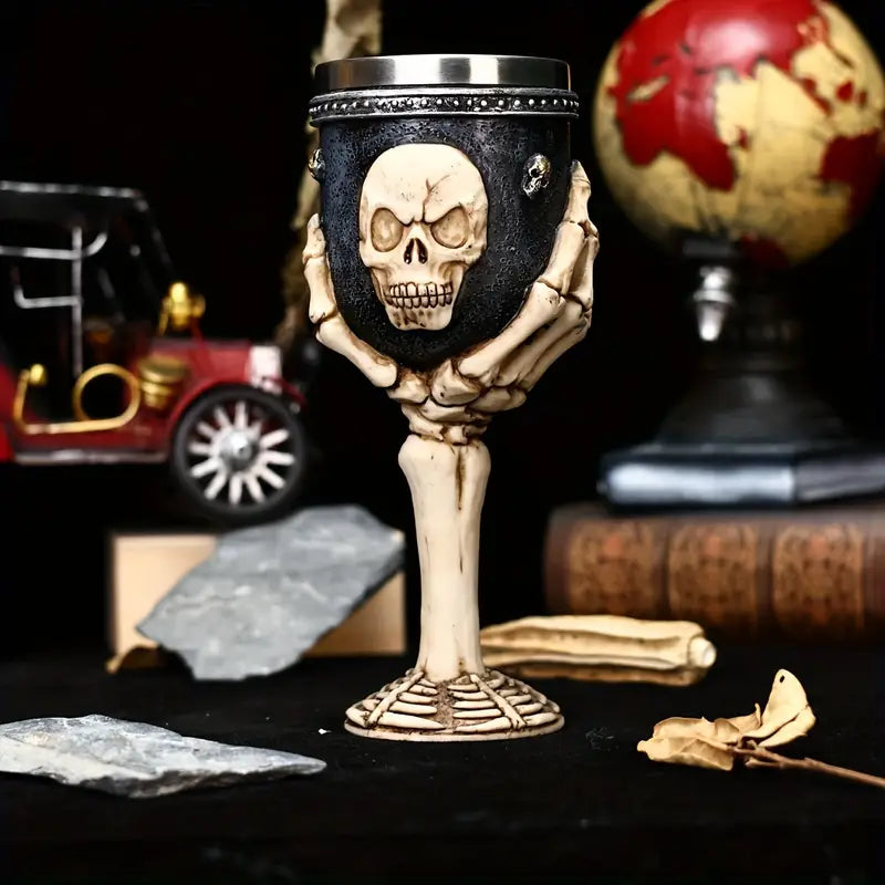 New Halloween Gift Skull Wine Glass Red Wine Glass, Skull Ghost Hand Goblet, Stainless Steel Inner Cocktail Glass, Gothic Wine Glass, Christmas Gift, Dark Style Home Decoration Wine Glass