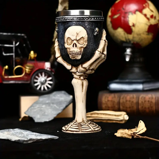New Halloween Gift Skull Wine Glass Red Wine Glass, Skull Ghost Hand Goblet, Stainless Steel Inner Cocktail Glass, Gothic Wine Glass, Christmas Gift, Dark Style Home Decoration Wine Glass