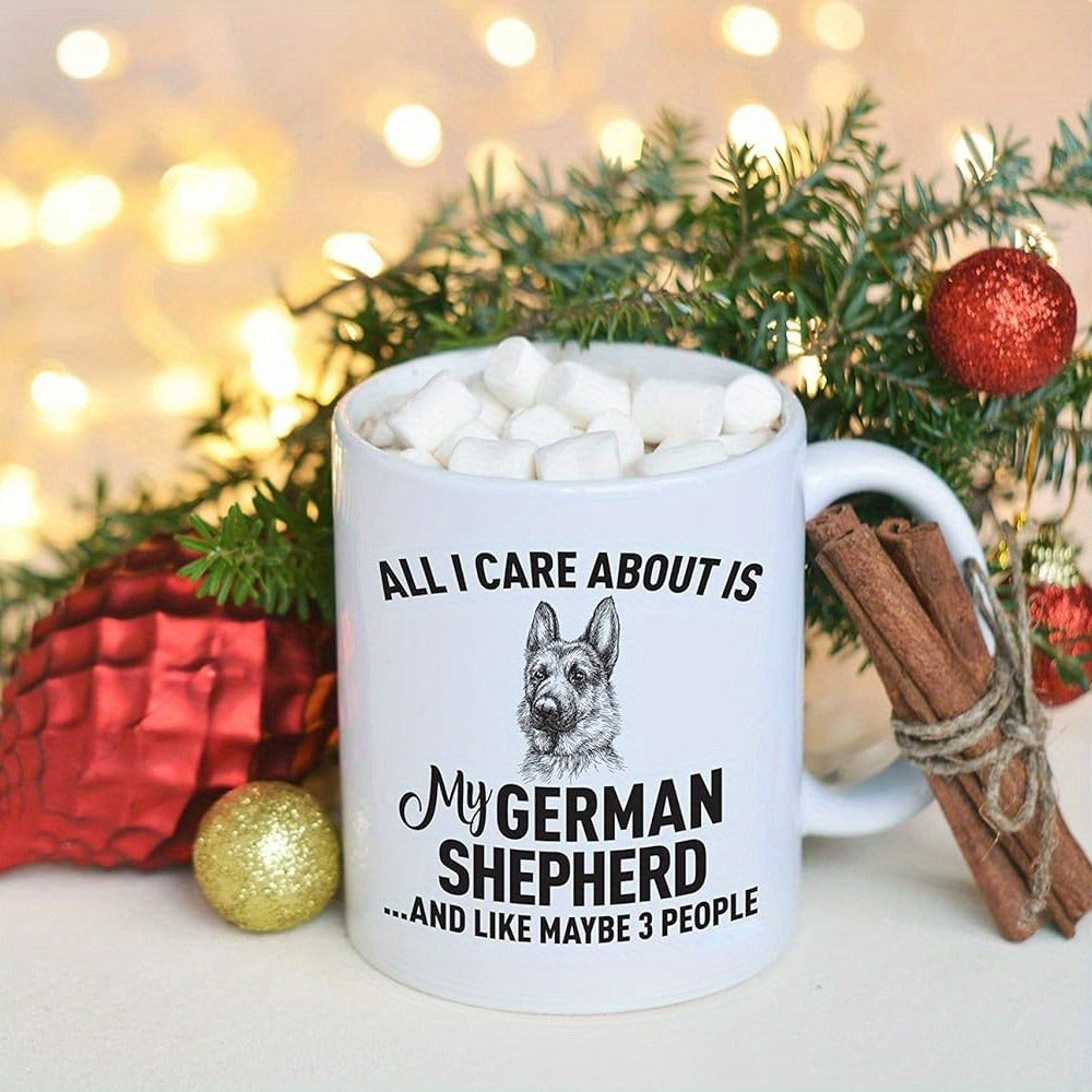 1pc Ceramic My German Shepherd Coffee Mug, Water Cups for Summer Winter Drinkware, Birthday Holiday Christmas New Year Valentine's Day Gifts