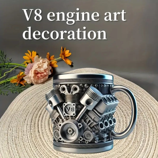V8 Engine Resin Desktop Art Decor - Vintage Collectible with Detailed Mechanical Design, Perfect for Office or Study, Ideal for Room Decor