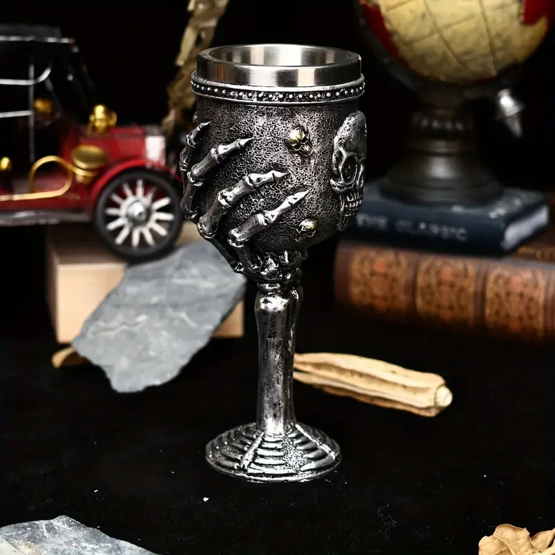 New Halloween Gift Skull Wine Glass Red Wine Glass, Skull Ghost Hand Goblet, Stainless Steel Inner Cocktail Glass, Gothic Wine Glass, Christmas Gift, Dark Style Home Decoration Wine Glass
