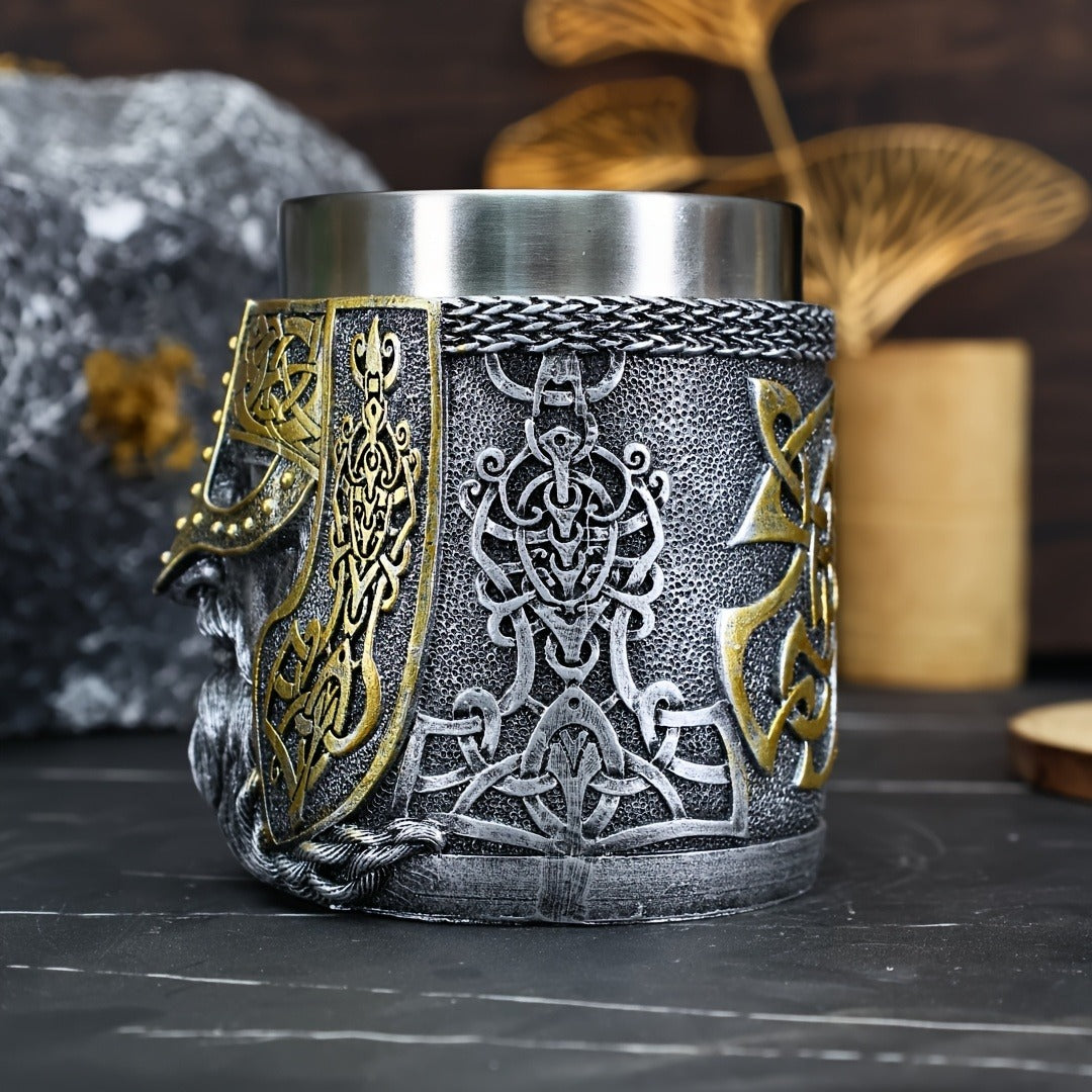 1pc, 15.2oz Stainless Steel Medieval European Knight Mug