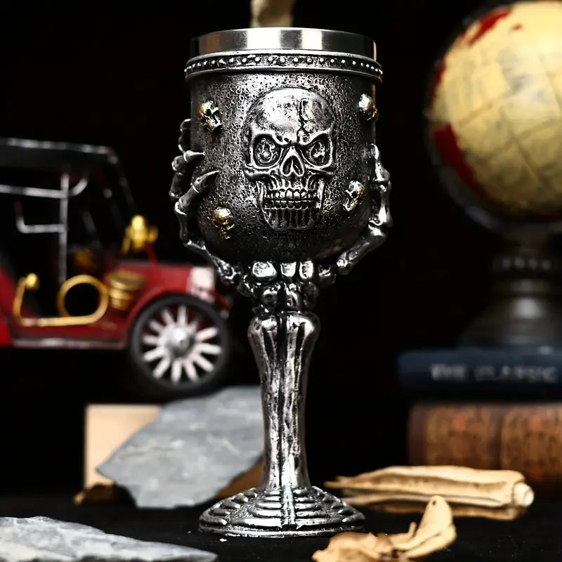 New Halloween Gift Skull Wine Glass Red Wine Glass, Skull Ghost Hand Goblet, Stainless Steel Inner Cocktail Glass, Gothic Wine Glass, Christmas Gift, Dark Style Home Decoration Wine Glass