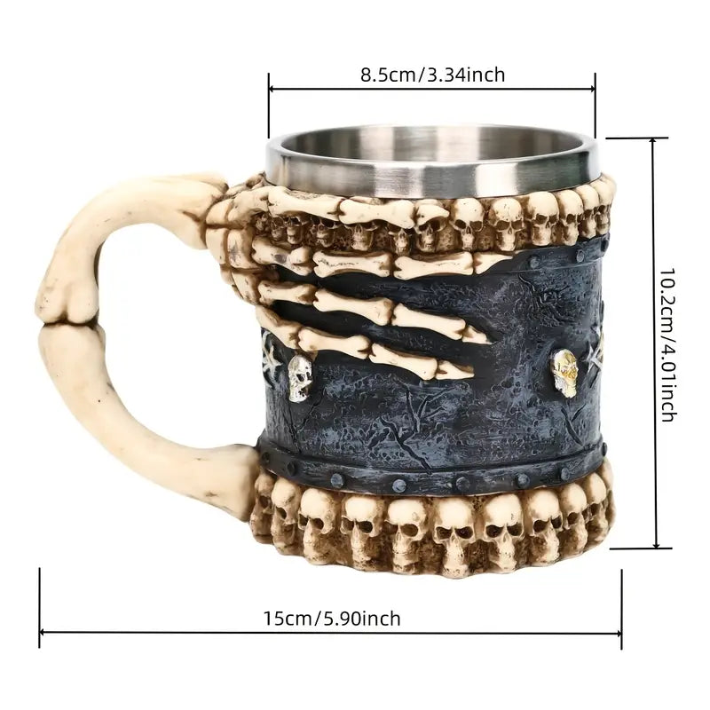 A Hell Devil Hand Mark Coffee Cup, Skeleton Claw Art Shaped Beer Cup, Stainless Steel 15.2oz, Dark Style Tavern Water Cup, Gift for Friends, Christmas