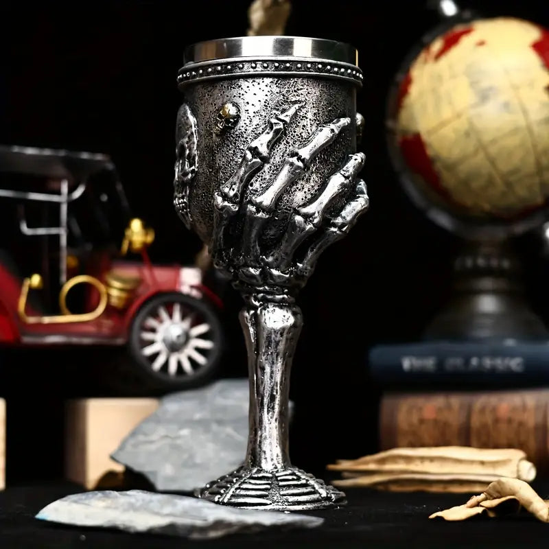 New Halloween Gift Skull Wine Glass Red Wine Glass, Skull Ghost Hand Goblet, Stainless Steel Inner Cocktail Glass, Gothic Wine Glass, Christmas Gift, Dark Style Home Decoration Wine Glass