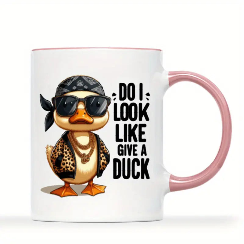 1pc Funny "Do I Look Like I Give a Duck" Mug, 11oz Ceramic Coffee Cup with Cool Duck Design, Insulated & Machine Washable, Perfect Humor Gift for Friends & Family, Ideal for Home & Office Use, Coffee Bar Accessories