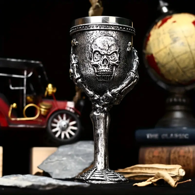 New Halloween Gift Skull Wine Glass Red Wine Glass, Skull Ghost Hand Goblet, Stainless Steel Inner Cocktail Glass, Gothic Wine Glass, Christmas Gift, Dark Style Home Decoration Wine Glass