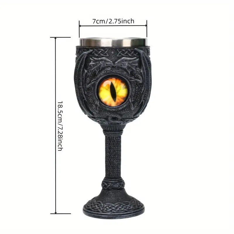 1pc, 2024 New Halloween Gift Dragon Statue Shaped Cup, Dragon Eye Tall Cup, Stainless Steel Inner Container, Dragon Eye Cup, Gothic Glass, Christmas Gift