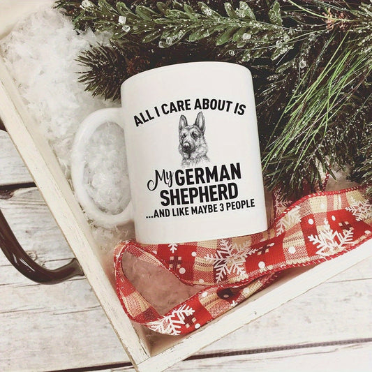 1pc Ceramic My German Shepherd Coffee Mug, Water Cups for Summer Winter Drinkware, Birthday Holiday Christmas New Year Valentine's Day Gifts
