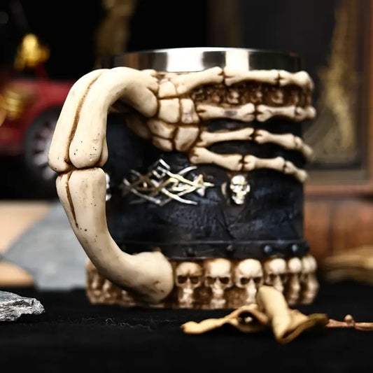 A Hell Devil Hand Mark Coffee Cup, Skeleton Claw Art Shaped Beer Cup, Stainless Steel 15.2oz, Dark Style Tavern Water Cup, Gift for Friends, Christmas