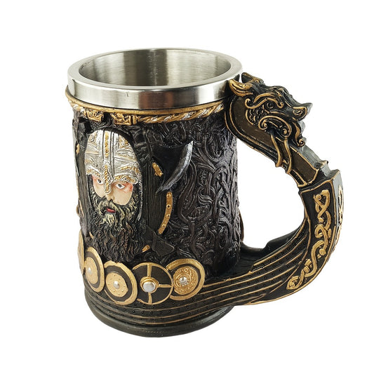 Viking Captain 20.3oz Stainless Steel Beer Mug - Large Capacity, Insulated Coffee Cup with Nordic Pirate Design - Perfect for Cold Drinks, Ideal Christmas Gift
