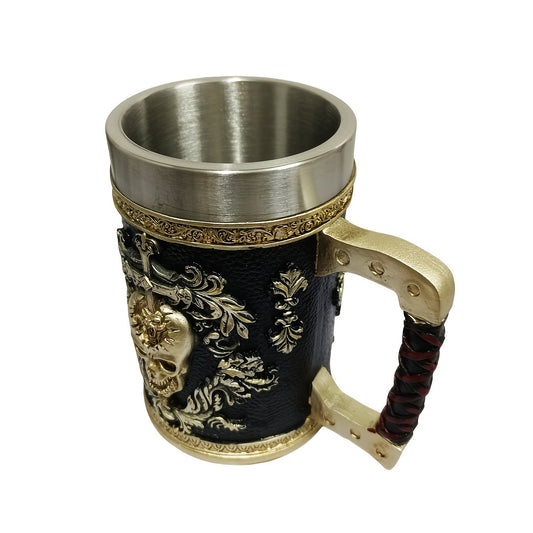 1pc Gothic Skull Coffee Mug, 20.3oz Stainless Steel Insulated Cup, Reusable Punk Skull Style Beer Mug, Multipurpose Cold Beverage Glass, Ideal for Christmas, Halloween, Easter, Hanukkah, Thanksgiving - Hand Wash Only