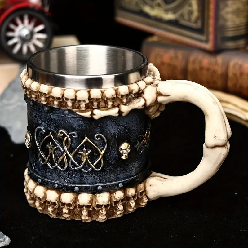 A Hell Devil Hand Mark Coffee Cup, Skeleton Claw Art Shaped Beer Cup, Stainless Steel 15.2oz, Dark Style Tavern Water Cup, Gift for Friends, Christmas