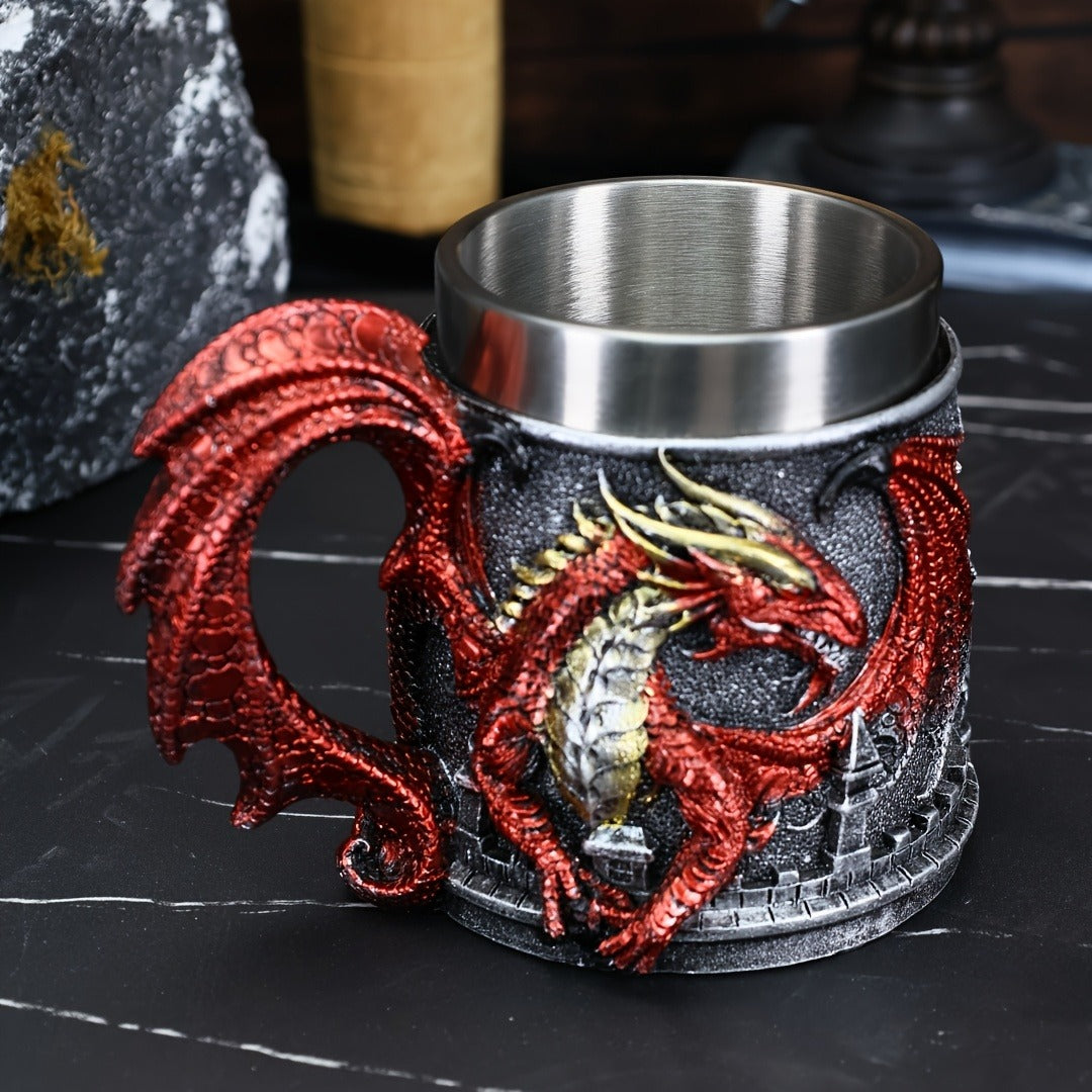 1pc Dragon-Shaped Stainless Steel Coffee Mug, 15.2oz Insulated Reusable Cup with Polka Dots, Hand Wash Only, Multipurpose for Adults, Ideal for Christmas, Halloween, Easter, Hanukkah, Thanksgiving Gifts