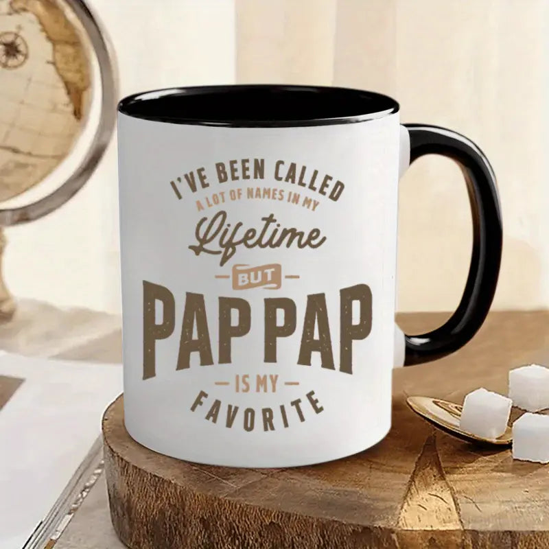 1pc, 11oz, Pap Pap is My Favorite Ceramic Coffee Mug - Ideal Gift for Grandfathers, Dishwasher Safe, Reusable, Perfect for Family Gatherings and Birthdays