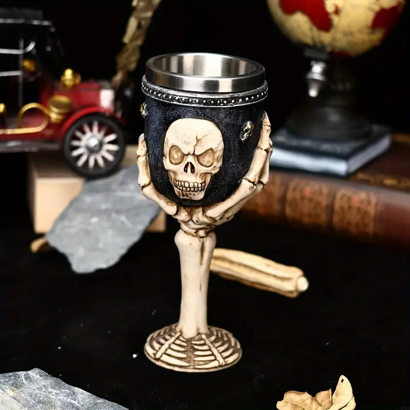 New Halloween Gift Skull Wine Glass Red Wine Glass, Skull Ghost Hand Goblet, Stainless Steel Inner Cocktail Glass, Gothic Wine Glass, Christmas Gift, Dark Style Home Decoration Wine Glass