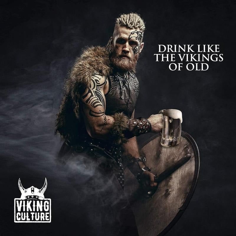 Vintage Viking Beer Mug Set – 3pcs Set with 16 oz. Wolf/ Fenrir Engraved Mug, 3 oz. Shot Glass, and Bottle Opener Drinkware Cup