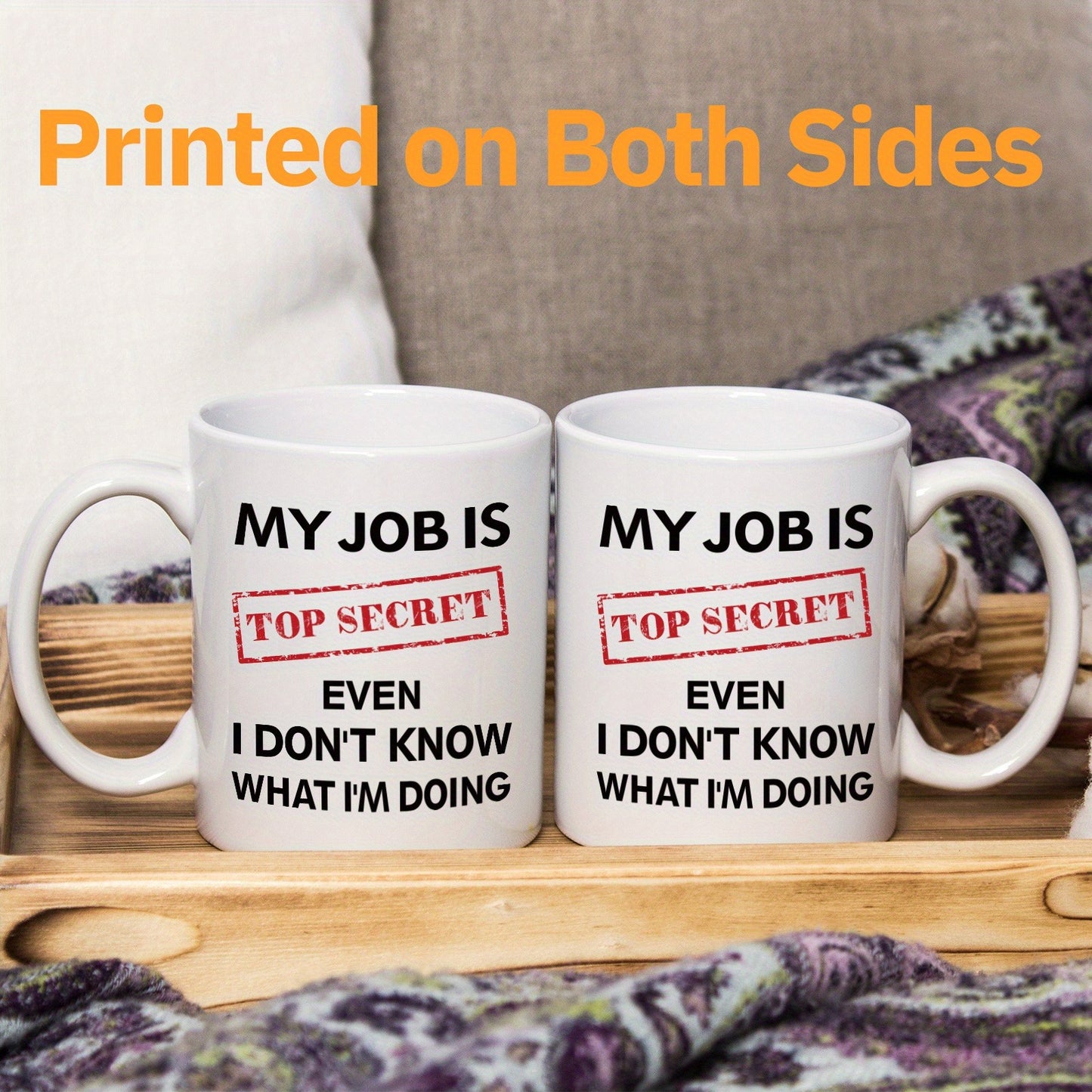 [1 Funny Coffee Mug] 1pc, Top Secret Coffee Mug, Funny Ceramic Coffee Cups, Even I Don't Know What I'm Doing Water Cups, Summer Winter Drinkware, Christmas Gifts