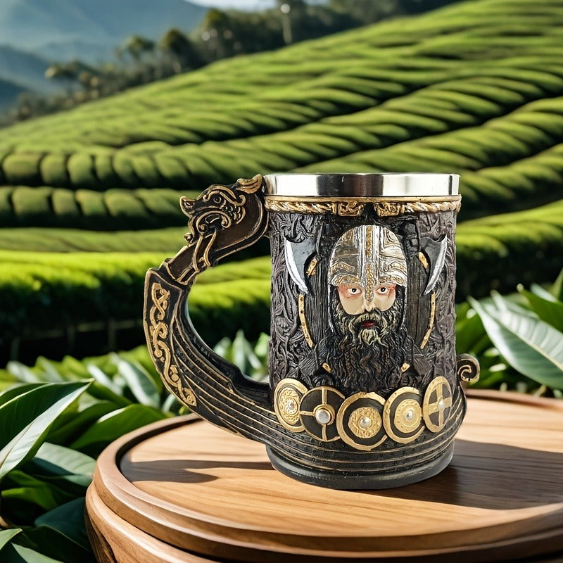 Viking Captain 20.3oz Stainless Steel Beer Mug - Large Capacity, Insulated Coffee Cup with Nordic Pirate Design - Perfect for Cold Drinks, Ideal Christmas Gift