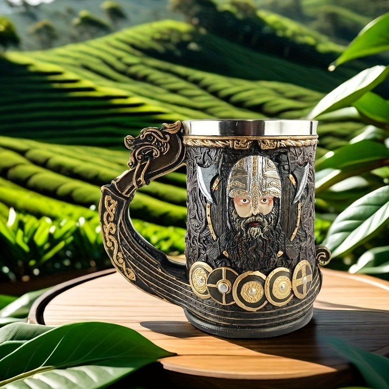 Viking Captain 20.3oz Stainless Steel Beer Mug - Large Capacity, Insulated Coffee Cup with Nordic Pirate Design - Perfect for Cold Drinks, Ideal Christmas Gift