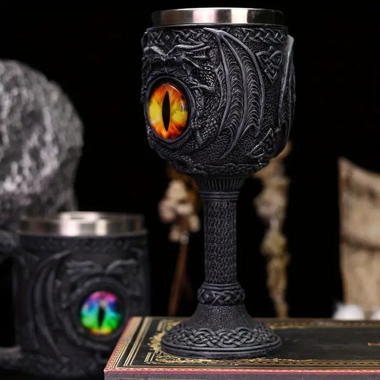 1pc, 2024 New Halloween Gift Dragon Statue Shaped Cup, Dragon Eye Tall Cup, Stainless Steel Inner Container, Dragon Eye Cup, Gothic Glass, Christmas Gift