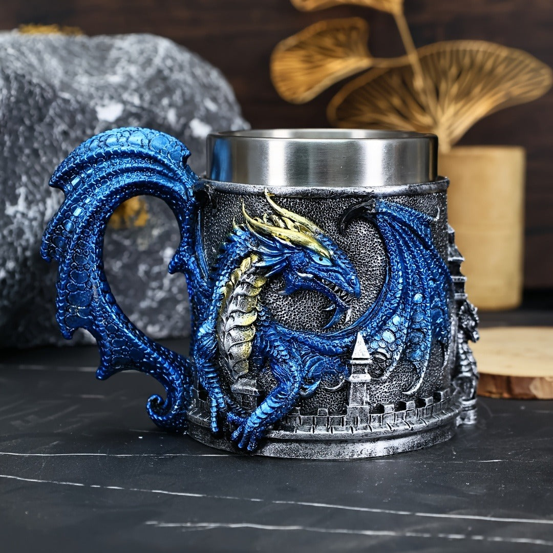 1pc Dragon-Shaped Stainless Steel Coffee Mug, 15.2oz Insulated Reusable Cup with Polka Dots, Hand Wash Only, Multipurpose for Adults, Ideal for Christmas, Halloween, Easter, Hanukkah, Thanksgiving Gifts