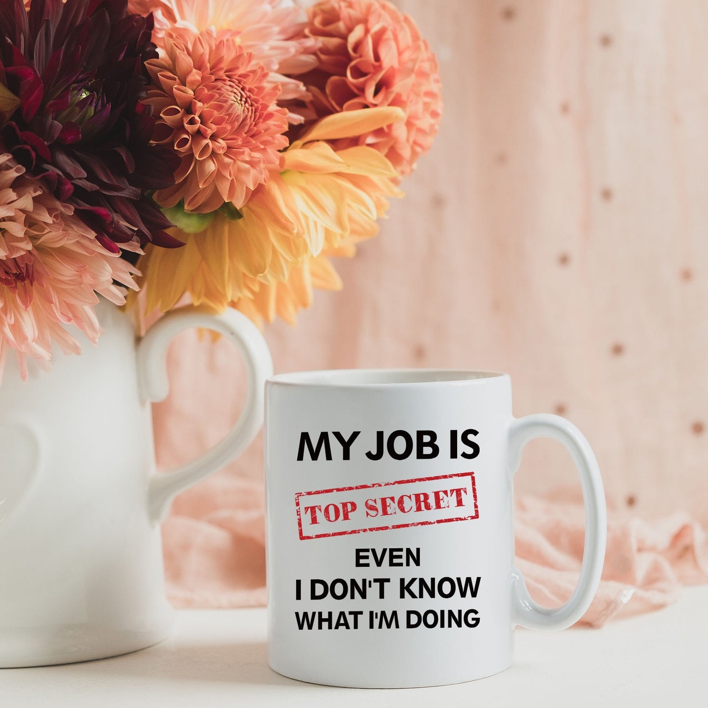 [1 Funny Coffee Mug] 1pc, Top Secret Coffee Mug, Funny Ceramic Coffee Cups, Even I Don't Know What I'm Doing Water Cups, Summer Winter Drinkware, Christmas Gifts