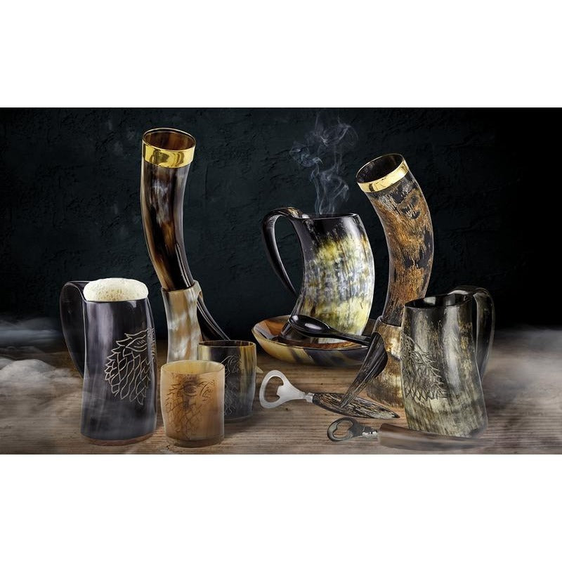 Vintage Viking Beer Mug Set – 3pcs Set with 16 oz. Wolf/ Fenrir Engraved Mug, 3 oz. Shot Glass, and Bottle Opener Drinkware Cup