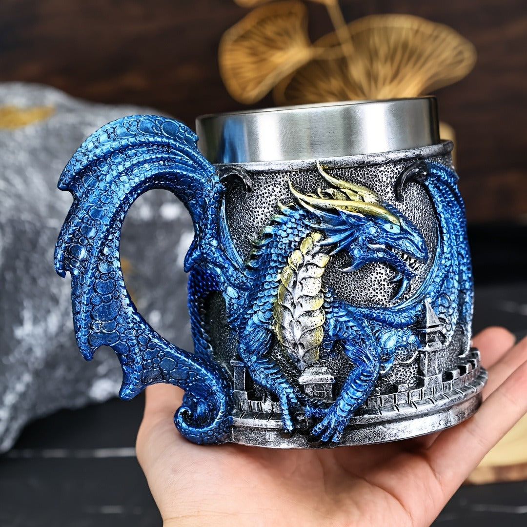 1pc Dragon-Shaped Stainless Steel Coffee Mug, 15.2oz Insulated Reusable Cup with Polka Dots, Hand Wash Only, Multipurpose for Adults, Ideal for Christmas, Halloween, Easter, Hanukkah, Thanksgiving Gifts